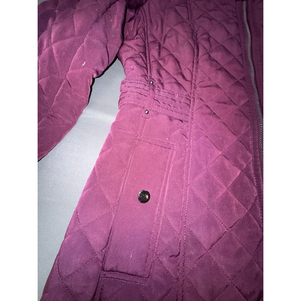 Liz Claiborne Women’s Purple Hooded Quilted Mid-Length Jacket Zip/Snap M - Picture 4 of 11